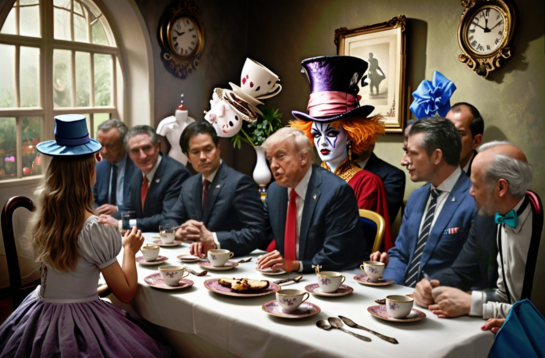 Today’s Mad Hatter’s Tea Party – Reimagined… Thanks AI! :)