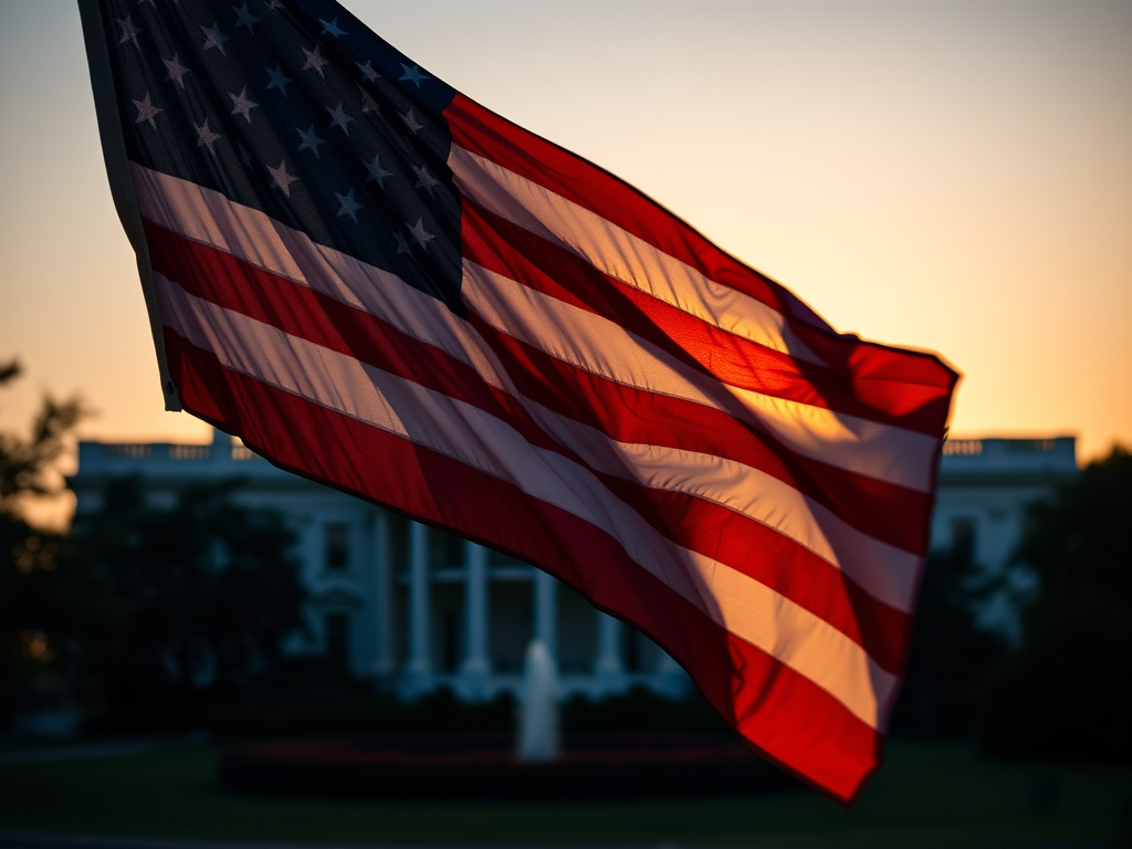 Flag blows away from White House image AI